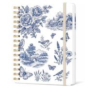 Misaidou Lined Spiral Notebook, Pretty Hardcover Notebooks 6''x 8.4'', Bible Journal, Notebook for Work, Note Taking, Journaling, Writing, Gift for Women Girls, French Blue Toile