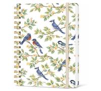 Misaidou Lined Spiral Notebook, Pretty Hardcover Notebooks 6''x 8.4'', Flower and Bird Cover, Journal for Work, Note Taking, Journaling, Writing, Perfect Gifts, Daily Journals for Women Girls