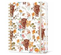 Misaidou Lined Spiral Notebook, Pretty Hardcover Notebooks 6''x 8.4'', Notebook for Work, Note Taking, Journaling, Writing, Highland Cow Gifts, Daily Journal for Women Girls