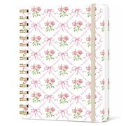 Misaidou Lined Spiral Notebook, Pretty Hardcover Notebooks 6''x 8.4'', Pink Bow Cover, Notebook for Work, Note Taking, Journaling, Writing, Unique Gift, Daily Journal for Women Girls