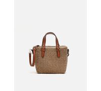 Misako Picasi bolso tote pequeño efecto rafia con asa bandolera extraíble Natural