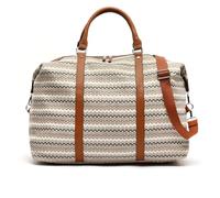 MISAKO Tarvos Bolsa Fin de Semana con Estampado Jacquard y Bandolera extraíble Mujer - Tarvos Beige 42x65x24cm