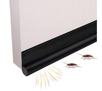 Misazy Burlete bajo puerta burlete puerta blindada junta puerta un lado con junta autoadhesiva, protección contra corrientes de aire y ruido, protección contra el frío (2 x 96 cm, negro)