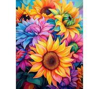 MISCER Diamond Painting Kit para Adultos, Girasol 5D Pintura de Diamante Kit Completo Niños Regalo, Flor DIY Diamond Art Kit, para Decoración de Hogar 30x40cm