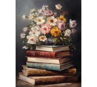 MISCER Flores Diamond Painting Kit para Adultos,Libro 5D Pintura de Diamante Kit Completo Niños Regalo, DIY Diamond Art Kit, para Decoración de Hogar 30x40cm