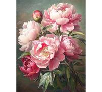 MISCER Flores Diamond Painting Kit para Adultos, Peonía 5D Pintura de Diamante Kit Completo Niños Regalo, DIY Diamond Art Kit, para Decoración de Hogar 30x40cm