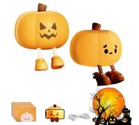 Mischievous Grinning Pumpkin Night Light, 2025 New Cute Halloween Pumpkin Night Light with 3 Level Dimmable, Rechargeable Silicone & ABS Soft Touch Lamp (Mix-2Pcs)