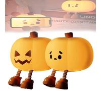 Mischievous Grinning Pumpkin Night Light, Halloween Pumpkin Night Light, 3 Levels of Brightness,for Multi-Scene Decor (pumpkin-A+B)