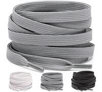 Miscly Cordones Planos [3 Pares] Para Todo Tipo de Zapatos y Zapatillas - Anchura 8 mm (114 cm, Gris)