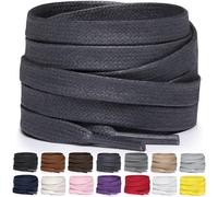 Miscly Cordones Planos de Algodón Encerado - Para Botas, Zapatillas y Zapatos, Disponibles en Varias Longitudes y Colores (Gris Oscuro, 183 cm)