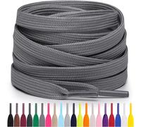 Miscly Cordones Planos para Zapatillas, Disponibles en Varias Tallas y Colores (Gris, 114 cm)