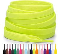 Miscly Cordones Planos para Zapatillas, Disponibles en Varias Tallas y Colores (Verde/Amarillo Neón, 160 cm)