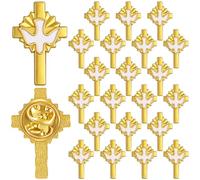 Misdary 24/48 pines del Espíritu Santo, pines de solapa de cruz dorada de Pascua, broche esmaltado de paloma del espíritu santo a granel regalos cristianos católicos, mutisize, Metal, No es una piedra