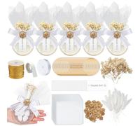 Misdary Juego de 50 caramelos de almendras para invitados que incluyen anillo y bolsa de tul, recuerdos de mazapán para compromiso, despedida de soltera, regalo tradicional de boda italiana, sin