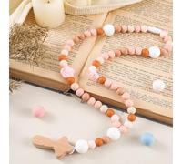 Misdary Rosario para bebé, regalo de bautizo, de silicona, que Dios bendiga a los niños, primer rosario con cruz, suministros de fiesta de bautizo para baby shower, regalos de comunión cristiana (rosa