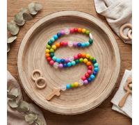 Misdary Rosario para bebé, regalo de bautizo, regalo de silicona que Dios bendiga a los niños, primer rosario con cruz, suministros de fiesta de bautizo para baby shower, regalos de comunión cristiana