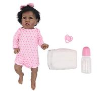 MISDBOUBM African Black Baby Doll Simulation Toy, 55 cm Baby Doll with Realistic Features, Includes Bottle Pacifier Diaper, for Imaginative Play and Collection