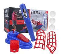MISDBOUBM Juguete de Lanzamiento de béisbol para niños, Juego de Entrenamiento de Lanzador de béisbol con Bate Plegable, de liberación automática de Pelota, Incluye 3 Pelotas de béisbol y