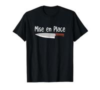 Mise en Place Chef Cuchillo francés Cocinero Amante de la Cocina Camiseta gráfica económica, Hombre, Negro, S