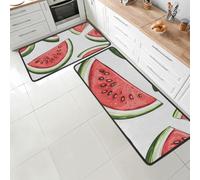 Miselyshop Juego de 2 alfombras de cocina con parche de sandía, antifatiga, acolchadas, con respaldo antideslizante, para fregadero, lavandería, oficina, 47 x 17 pulgadas + 29 x 17 pulgadas