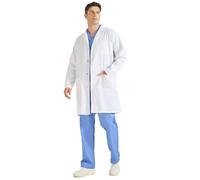 MISEMIYA - Bata Laboratorio Unisex - Bata Blanca Laboratorio Hombre - Bata Medico Mujer - Bata de Laboratorio Hombre Q816 - M, Blanco