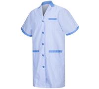 MISEMIYA - Bata Laboratorios Caballero Cuello Solapa con Manga Larga Uniforme Laboral CLINICA Hospital Limpieza Ref:816 - L, Celeste 68