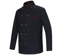 MISEMIYA - CASACA COCINA UNIFORME BAR RESTAURANTE HOSTELERÍA DE CHEF COCINERO BAR RESTAURANTE MANGAS LARGAS - Ref.842B - XXL, Negro