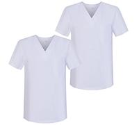 MISEMIYA - Pack*2 - Casaca Sanitarios Unisex Uniformes Sanitarios Cuello Pico Mangas Cortas Uniformes Laboratorios - Ref.817 * 2 - S, Blanco 68