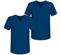 MISEMIYA - Pack*2 - Casaca Sanitarios Unisex Uniformes Sanitarios Cuello Pico Mangas Cortas Uniformes Laboratorios - Ref.817 * 2 - M, Azul Marino 68