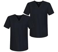 MISEMIYA - Pack*2 - Casaca Sanitarios Unisex Uniformes Sanitarios Cuello Pico Mangas Cortas Uniformes Laboratorios - Ref.817 * 2 - XXL, Negro 68