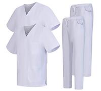 MISEMIYA - Pack * 2 Pcs - CASACA Y PANTALÓN SANITARIOS UNISEX UNIFORMES SANITARIOS MÉDICOS 2-6801-6802 - M, Blanco 68