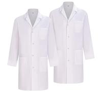 MISEMIYA - Pack 2 Unidades - Bata Laboratorio Unisex - Bata Blanca Laboratorio Hombre - Bata Medico Mujer - Bata de Laboratorio Hombre Q816 - L, Blanco