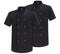 MISEMIYA - Pack 2 Unidades - Chaqueta Cocinero Hombre - Chaqueta de Chef Hombre - Uniforme Hosteleria - Ref.6821 - S, Chaquetas Cocinero 6821 - Negro