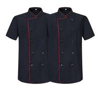MISEMIYA Pack 2 Unidades-Chaqueta Cocinero Hombre KZ-2-8421B, Negro 21, XL