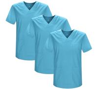 MISEMIYA Pack 3 Pcs-Casaca Sanitario Mz-3-817 Camisa de Traje médico, Cian, L Unisex Adulto