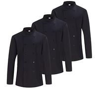 MISEMIYA - Pack 3 Unidades - Chaqueta Cocinero Hombre - Chaqueta de Chef Hombre - Uniforme Hosteleria 3-842 - 5XL, Negro