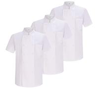 MISEMIYA - Pack 3 Unidades - Chaqueta Cocinero Hombre - Chaqueta de Chef Hombre - Uniforme Hosteleria 3-8421B - M, Blanco