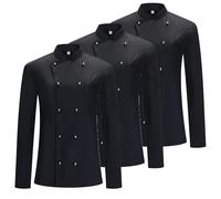 MISEMIYA Pack 3 Unidades-Veste de Chef pour Hommes 3-8501 Chef's Jacket, Black, L (Pack de 3) Men's
