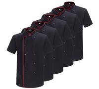 MISEMIYA Pack 5 Unidades-Chef Chef MZ-5-8421B Chef's Jacket, Negro 21, 4XL (Paquete de 5) Men's