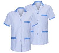 MISEMIYA - Paquete 2 Unidades - Camisa MÉDICO Unisex Enfermera Uniforme Limpieza Laboral ESTÉTICA Dentista W820 - XS, Celeste