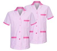 MISEMIYA - Paquete 2 Unidades - Camisa MÉDICO Unisex Enfermera Uniforme Limpieza Laboral ESTÉTICA Dentista W820 - M, Rosa