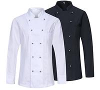 MISEMIYA - Paquete 2 Unidades - Chaqueta COCINERA Mujer - Uniformes Chef Mujer Chaqueta Mujer DE Cocina - Ref.848 - L, Negro-Blanco