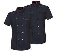 MISEMIYA - PAQUETE 2 UNIDADES - CHAQUETA COCINERA MUJER - UNIFORMES CHEF MUJER CHAQUETA MUJER DE COCINA - Ref.8441 - L, Negro
