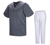 MISEMIYA - Uniforme Sanitario Unisex Uniformes Sanitarios MÉDICOS con Pantalon Blanco 817-8312-BLANCO - S, Gris