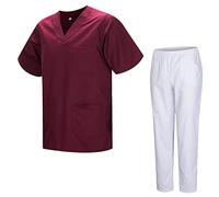 MISEMIYA - Uniforme Sanitario Unisex Uniformes Sanitarios MÉDICOS con Pantalon Blanco 817-8312-BLANCO - L, Granate