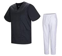 MISEMIYA - Uniforme Sanitario Unisex Uniformes Sanitarios MÉDICOS con Pantalon Blanco 817-8312-BLANCO - XXL, Negro