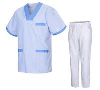 MISEMIYA - Uniforme Sanitario Unisex Uniformes Sanitarios MÉDICOS con Pantalon Blanco T817-8312-BLANCO - XS, Celteste T817-4