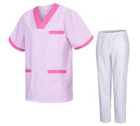 MISEMIYA - Uniforme Sanitario Unisex Uniformes Sanitarios MÉDICOS con Pantalon Blanco T817-8312-BLANCO - L, Fucsi T817-9