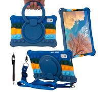 Misenya Funda para Tablet Lenovo Tab M9 de 9 Pulgadas con rotación de 360° Colorida Funda de Silicona para niños para Lenovo Tab M9 (310FU) (Azul Oscuro Colorido, Tipo Giratorio de 360°)