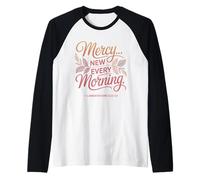 Misericordia Nuevo Cada Mañana Lamentaciones 3:22-23 Camiseta Manga Raglan